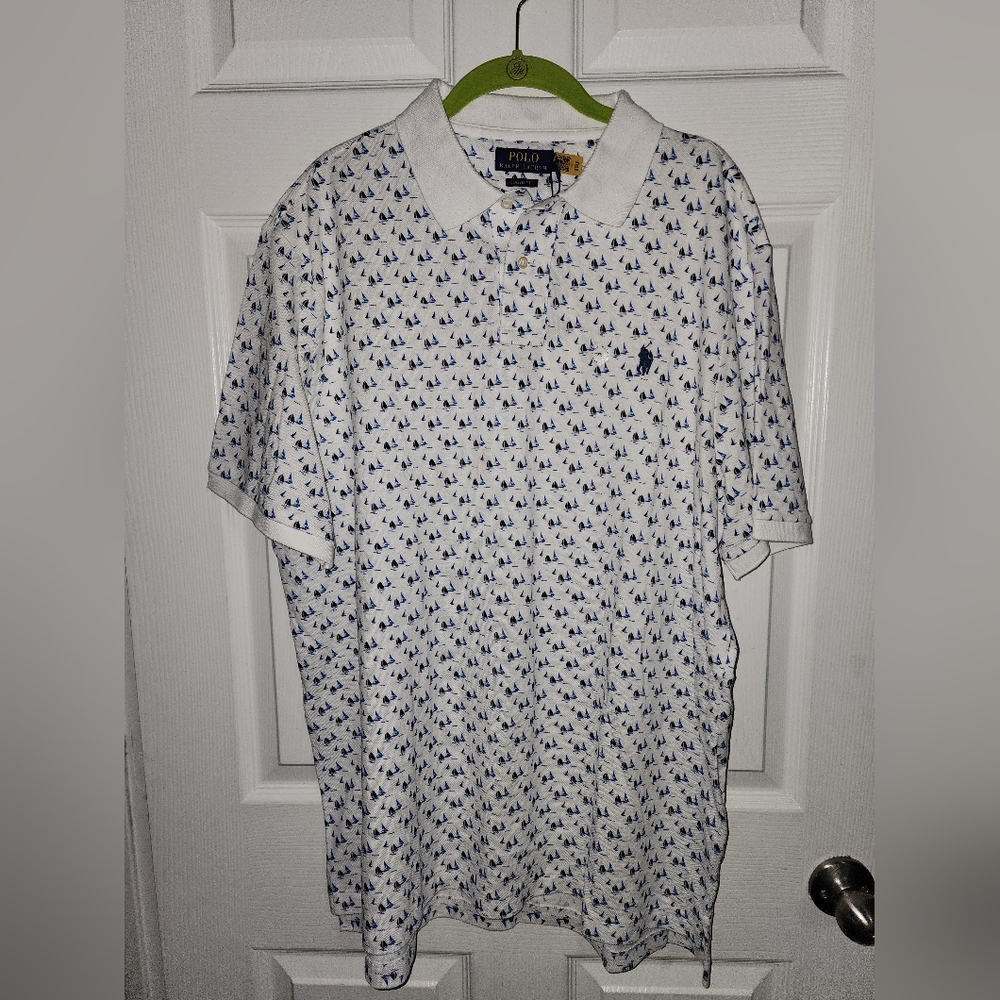 Men's Polo RL Sailboat Print Shirt/Size XL